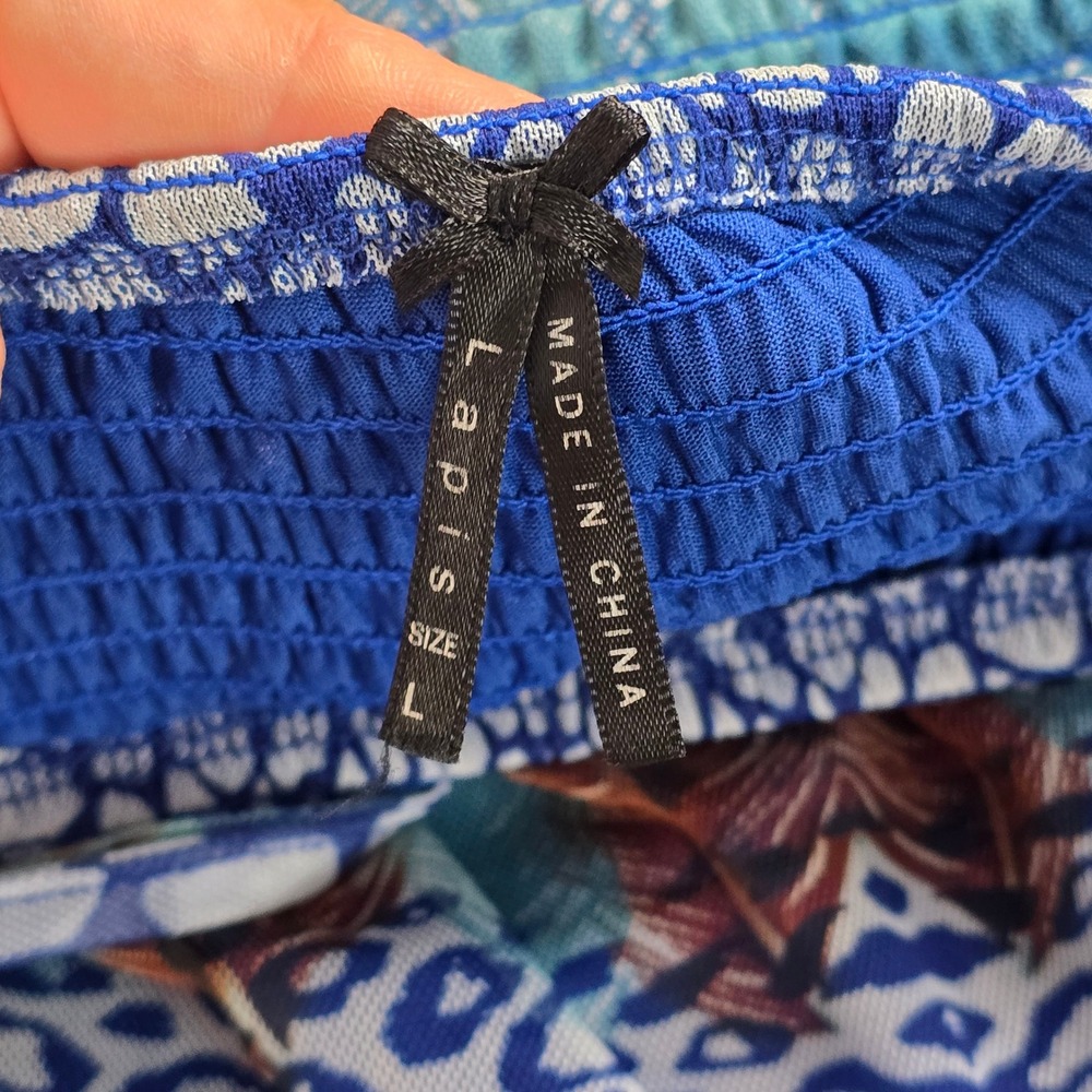 Lapis Convertible Skirt Dress L Blue Animal Peacock Print Beach Boho Gypsy Festi - Picture 4 of 9